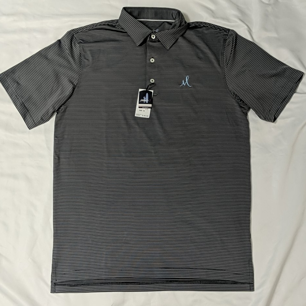 johnnie-O Grey Albatross Embr Athletic Polo